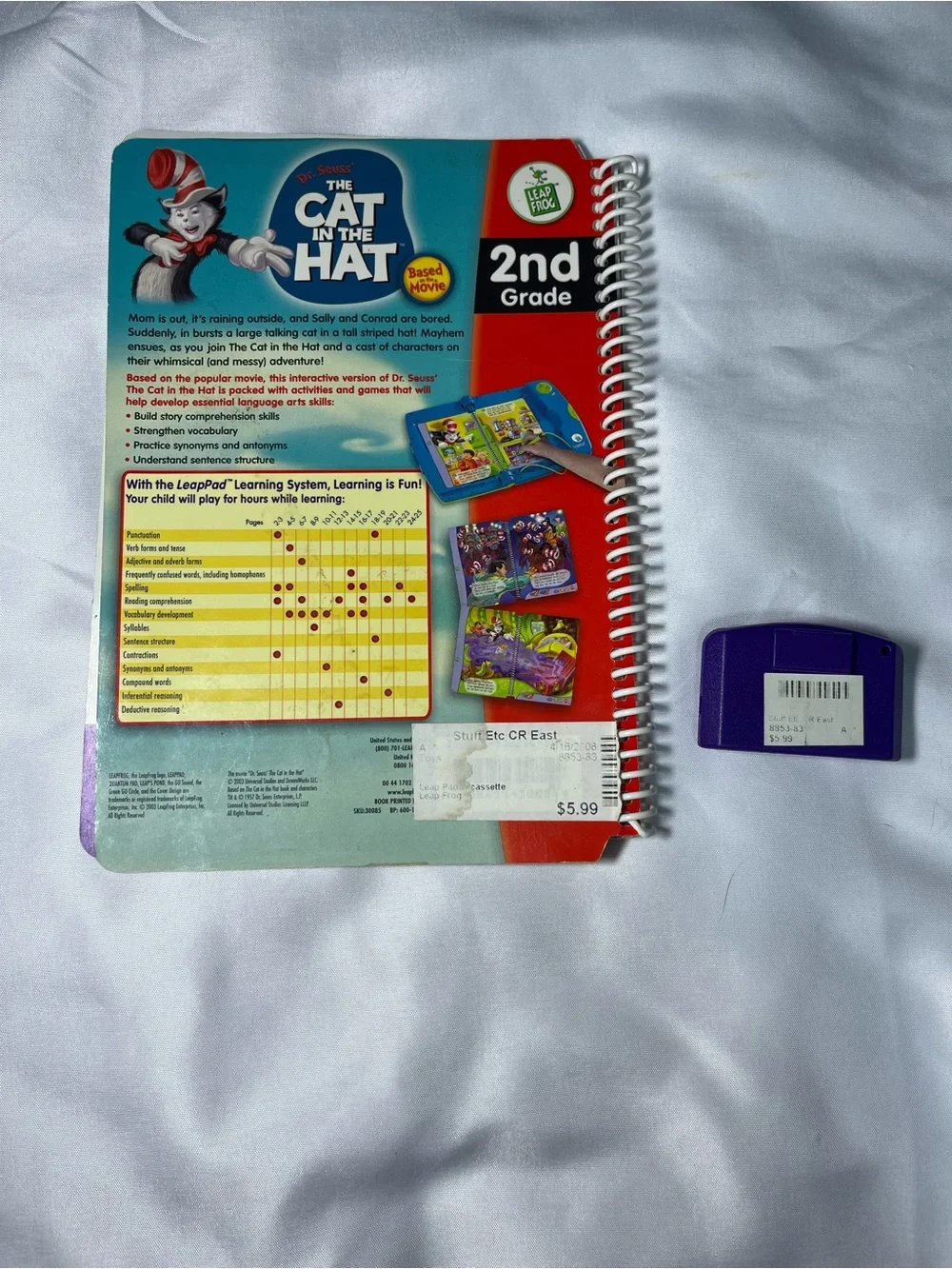 LeapFrog LeapPad The Cat in the Hat 2nd Grade Reading Book & Cartridge